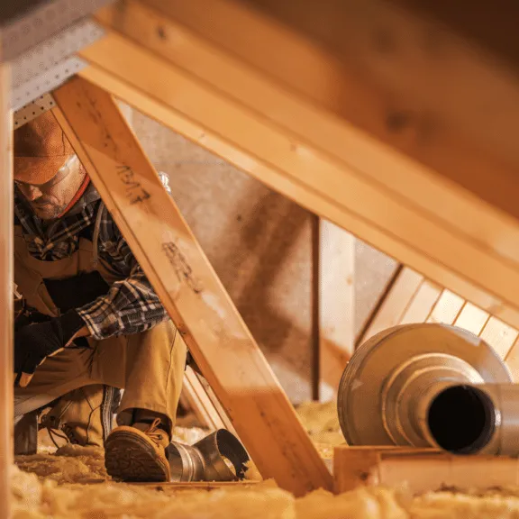 Attic Fanatics team working inside an attic