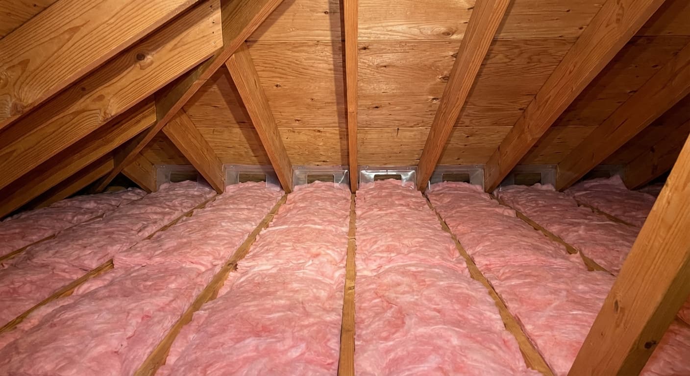 Clean attic after insulation removal and fresh batt installation
