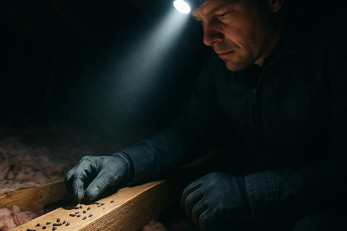 Rodent removal and attic cleanup work documented on site