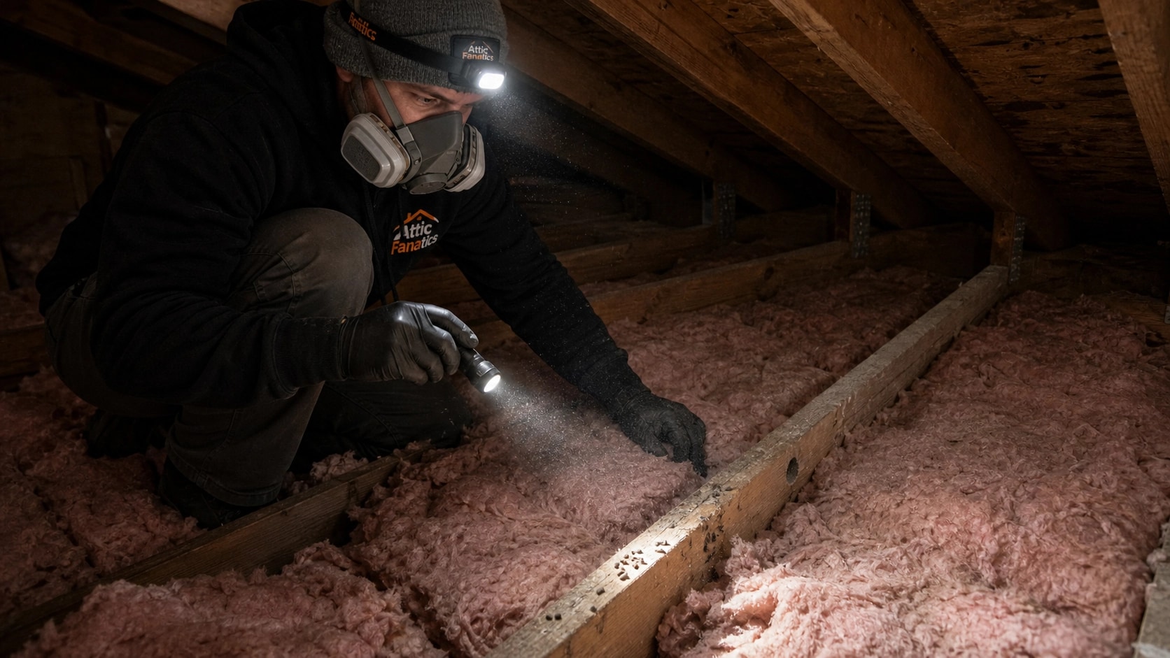 Attic Fanatics technician sealing rodent entry points